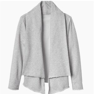 ATHLETA Gray Tranquility French Terry Draped Cardigan Sweater Warm